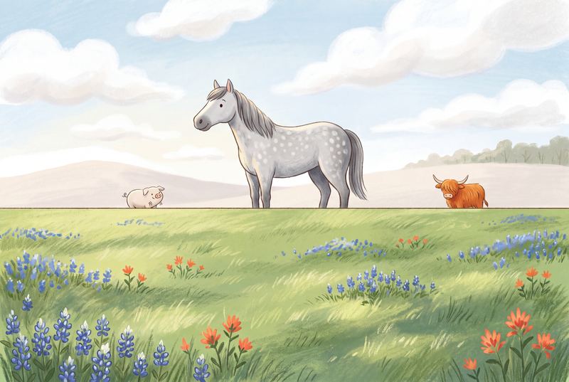 A tall brown horse standing in the pasture.
